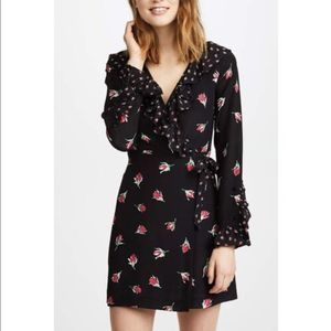 Club Monaco Sharna Floral-Print Silk Crepe Wrap Dress Size 10